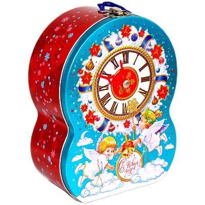 Детский новогодний подарок в жестяной упаковке весом 750 грамм 