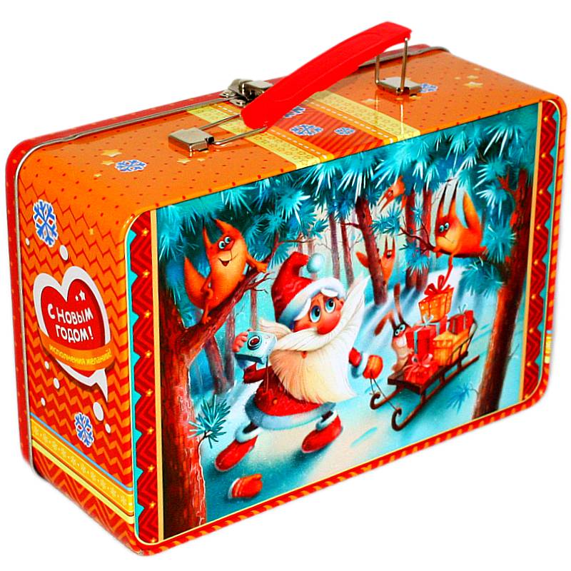 Детский подарок на Новый Год в жестяной упаковке весом 1300 грамм