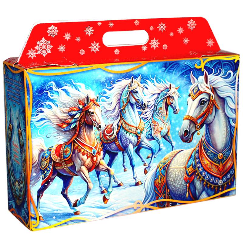 Детский новогодний подарок в картонной упаковке весом 1500 грамм