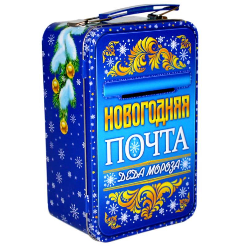 Детский новогодний подарок в жестяной упаковке весом 600 грамм