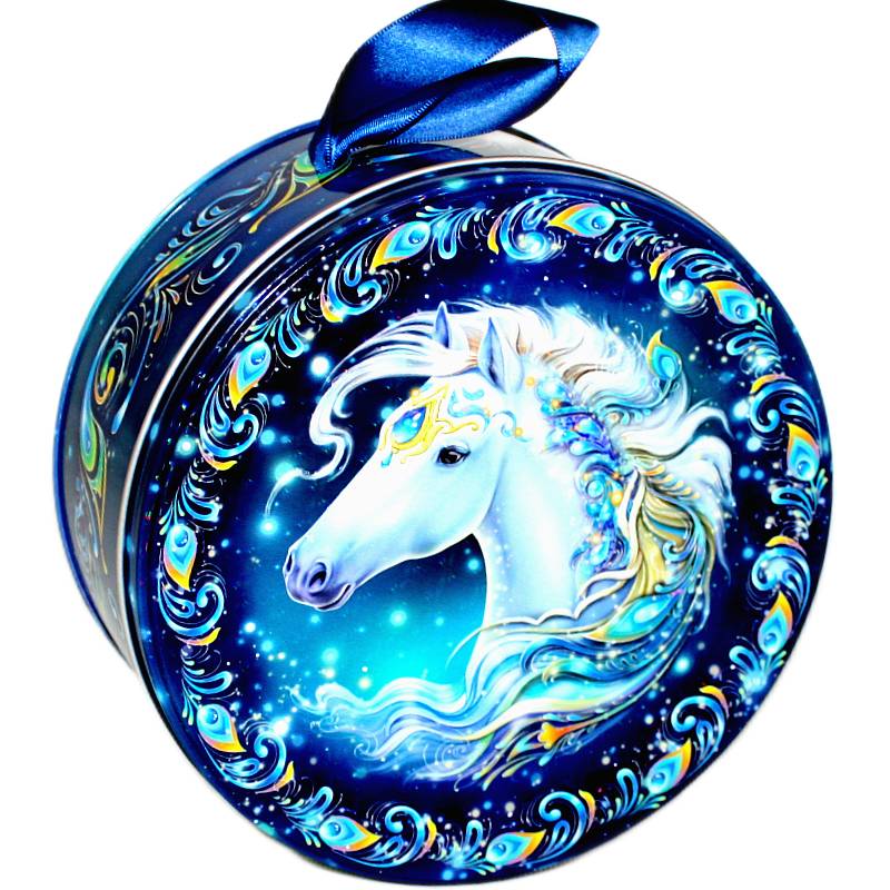 Сладкий подарок на Новый Год в жестяной упаковке весом 800 грамм